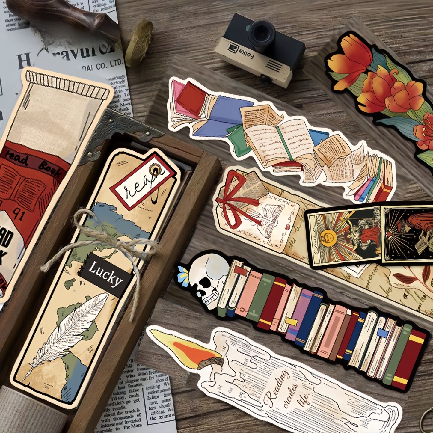 Vintage Reading Bookmarks, Aesthetic Retro 30 Bookmarks for Book Lovers