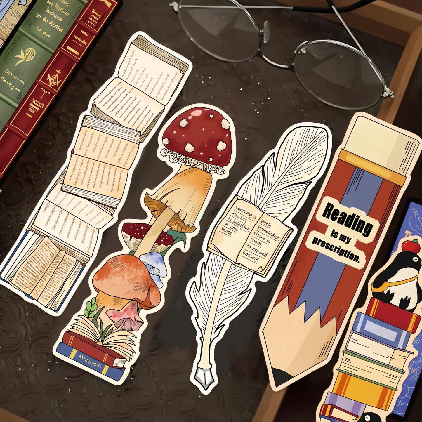 Vintage Reading Bookmarks, Aesthetic Retro 30 Bookmarks for Book Lovers