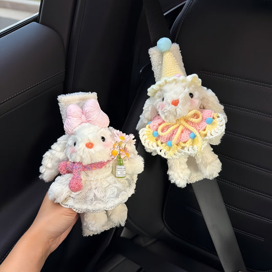 Cute Bunny Car Seatbelt Cover, Soft Plush Shoulder Pad Cozy & Adorable Car Decor
