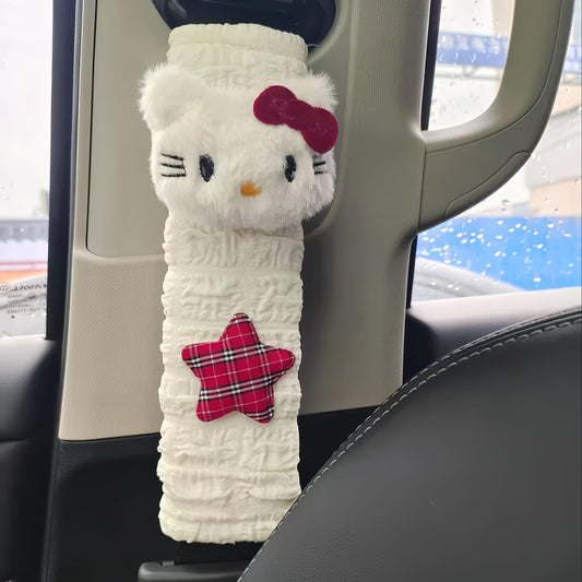 Cute Kitty Car Seatbelt Cover, Soft Plush Shoulder Pad for Cozy & Adorable Car Decor