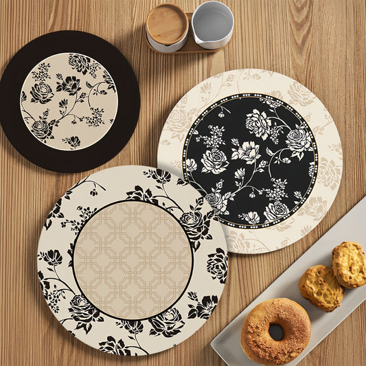 Vintage Floral Coasters, Elegant Retro Table Mat Set for Home Décor & Table Protection