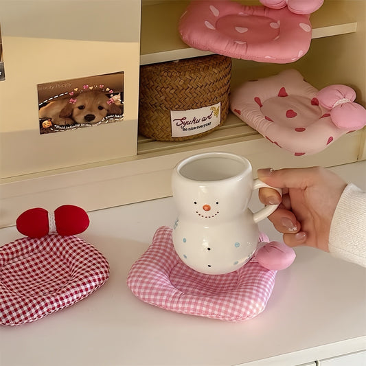 Kitty Cotton Coasters, Adorable Cat Drink Coasters, Soft & Washable Table Mats for Home Decor