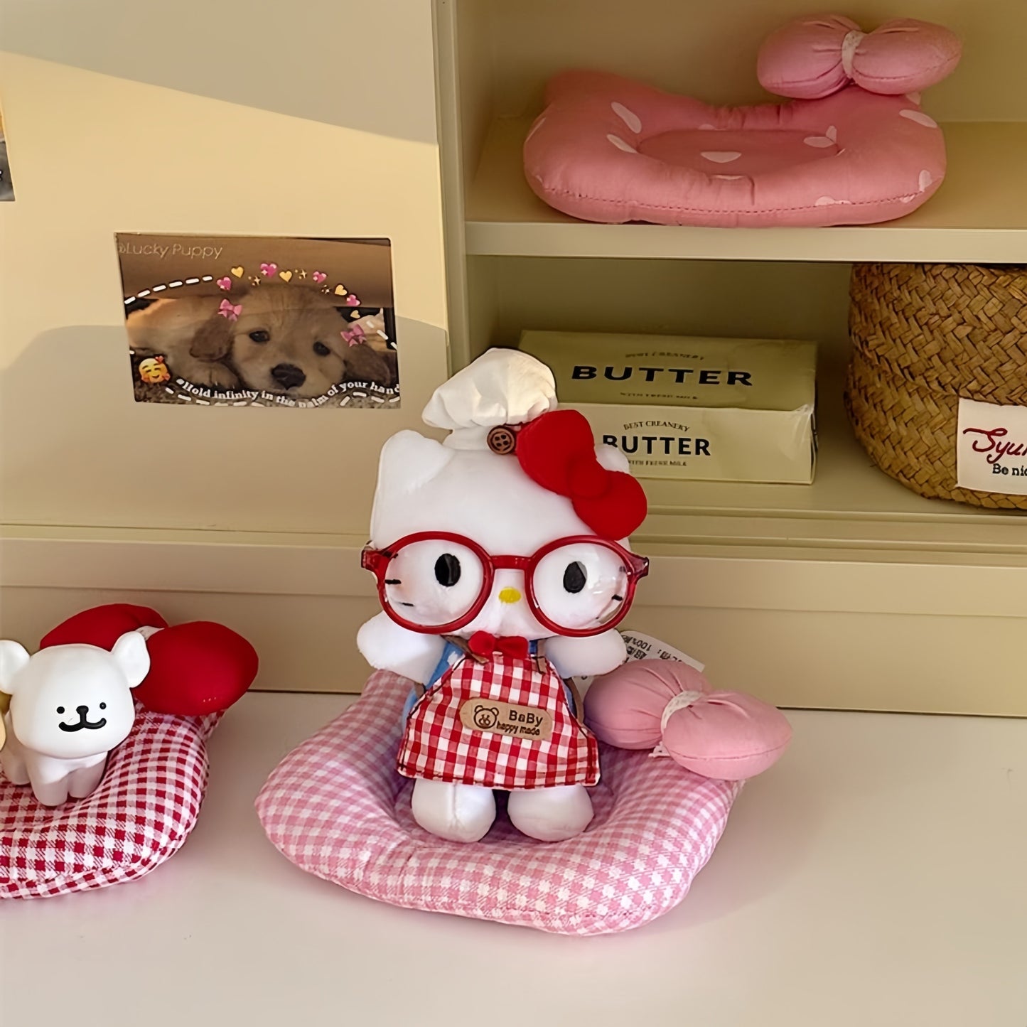 Kitty Cotton Coasters, Adorable Cat Drink Coasters, Soft & Washable Table Mats for Home Decor