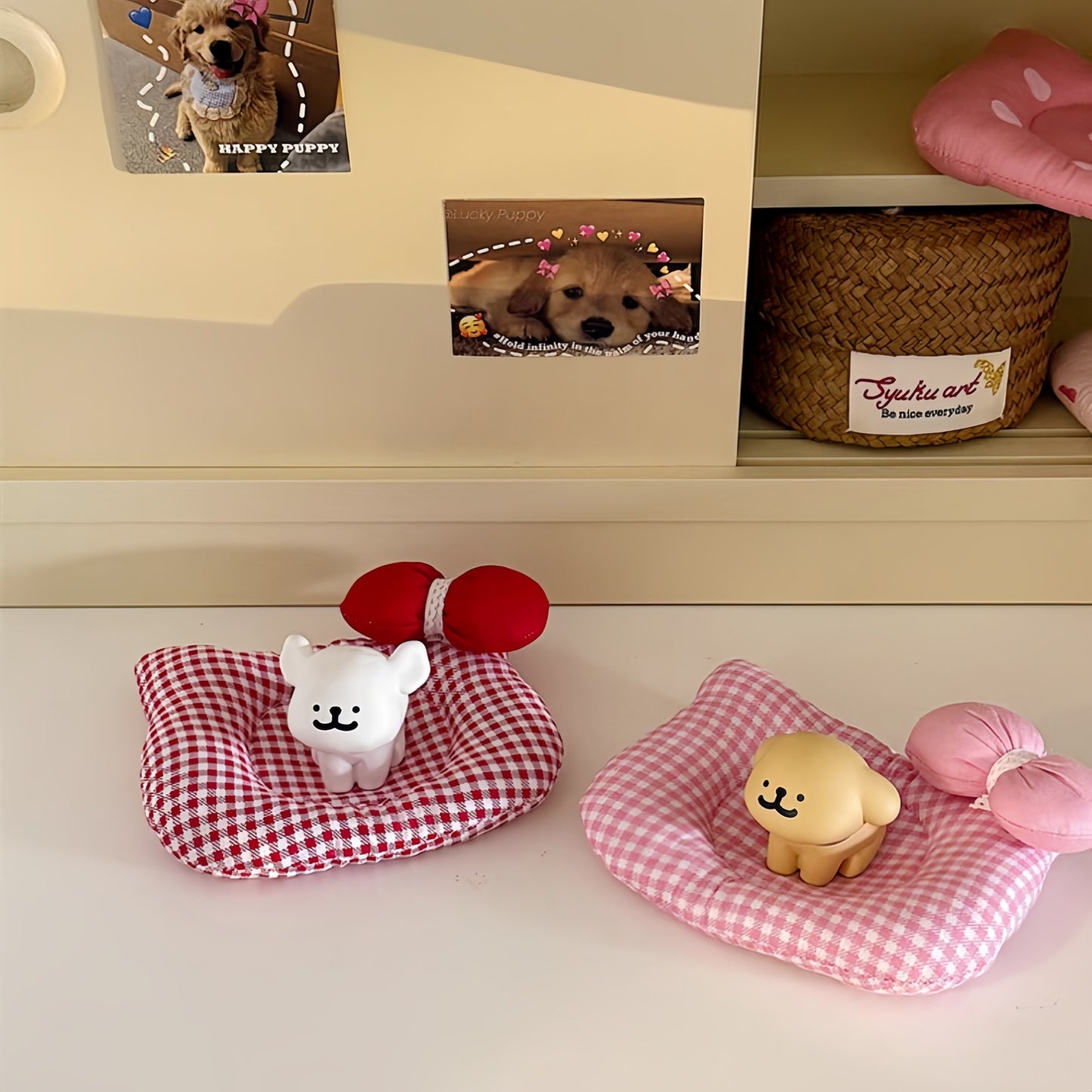Kitty Cotton Coasters, Adorable Cat Drink Coasters, Soft & Washable Table Mats for Home Decor