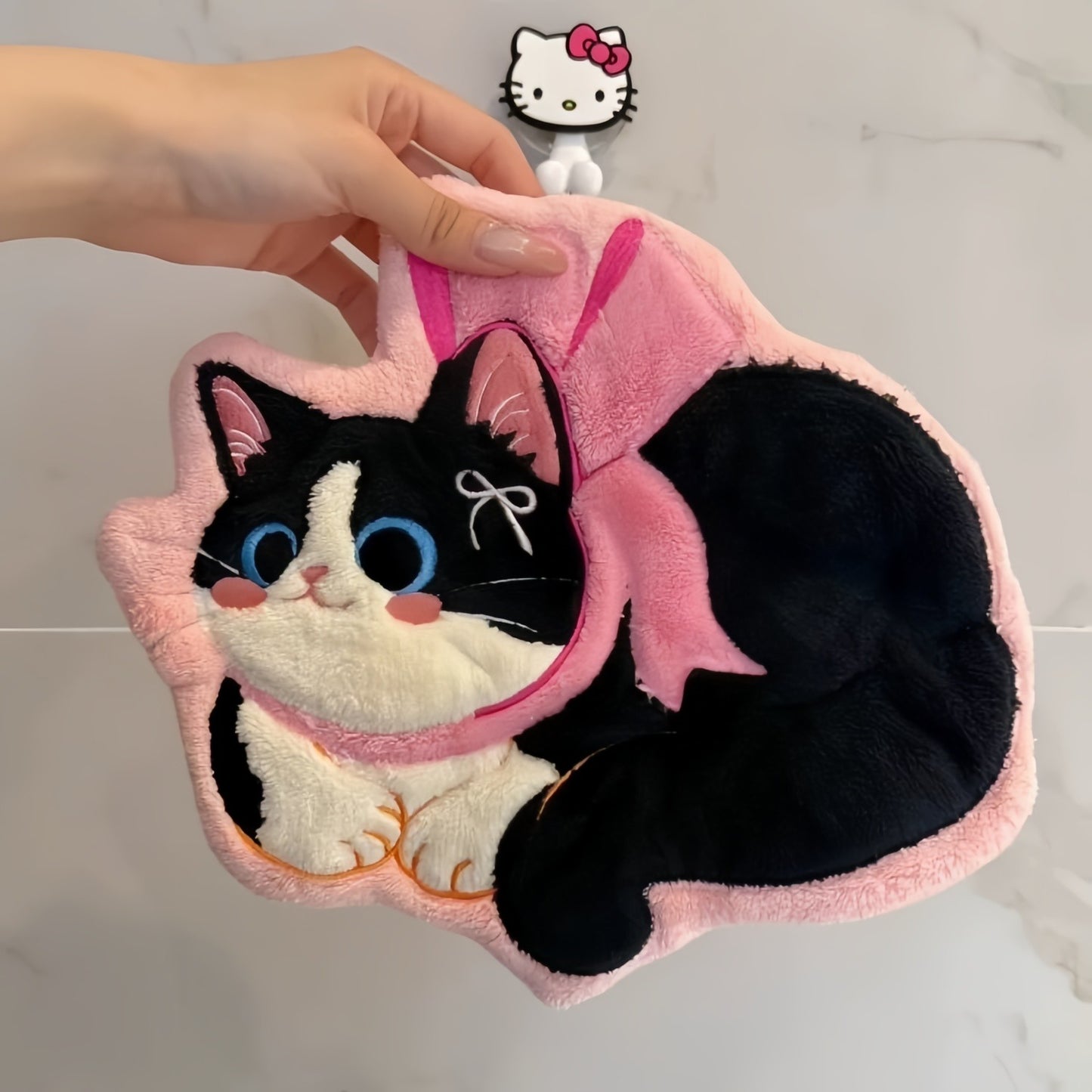 Kitten Hanging Hand Towel, Cute Cat Kitchen & Bathroom Towel for Kids