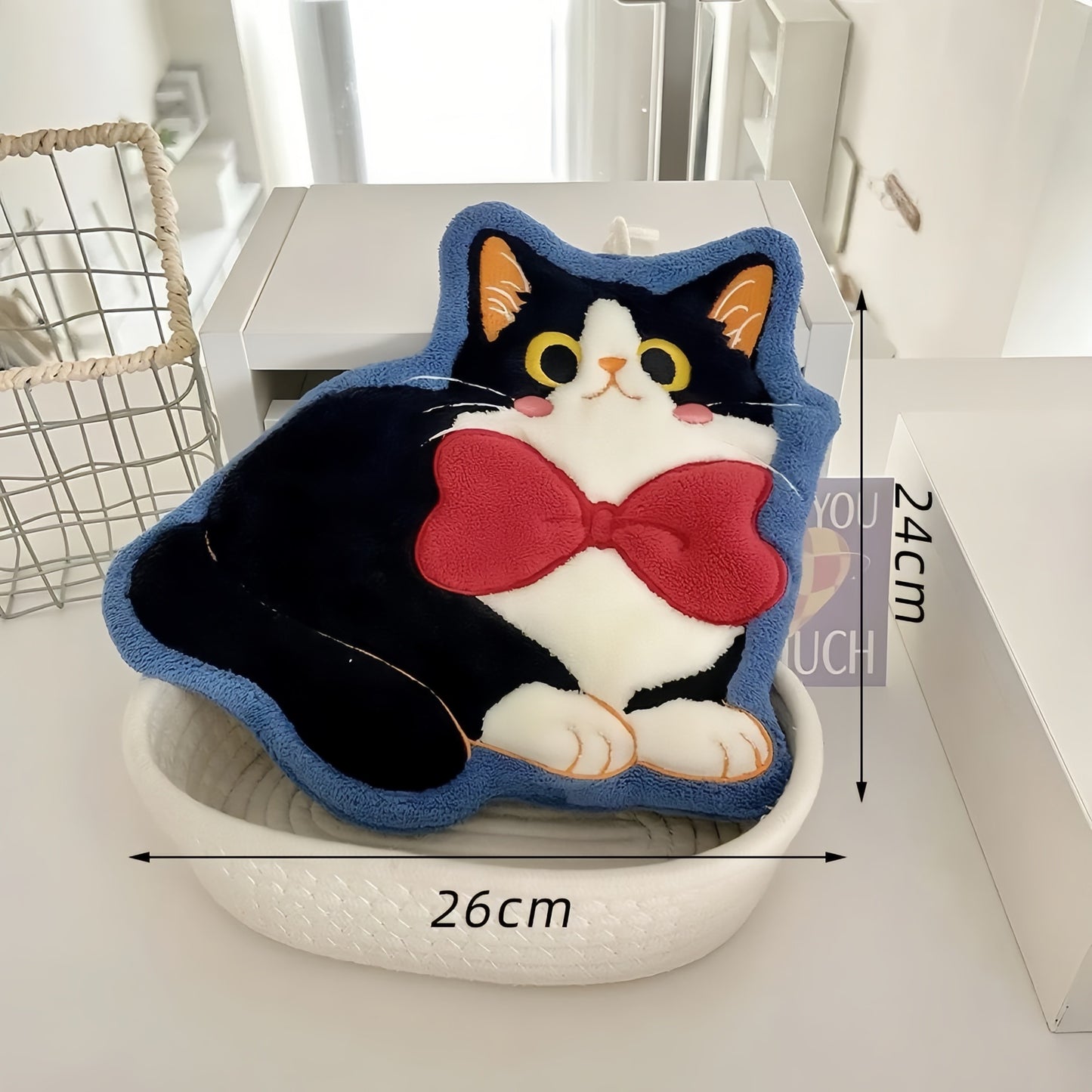 Kitten Hanging Hand Towel, Cute Cat Kitchen & Bathroom Towel for Kids