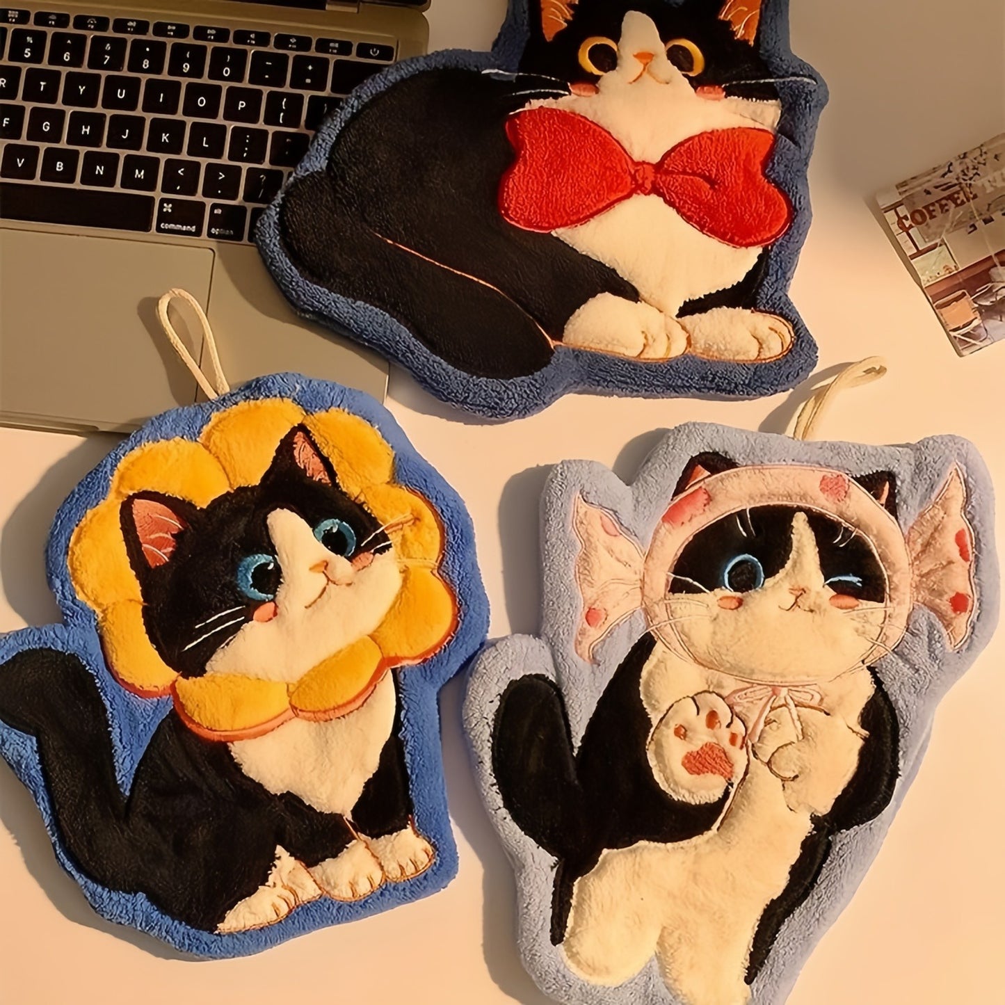 Kitten Hanging Hand Towel, Cute Cat Kitchen & Bathroom Towel for Kids