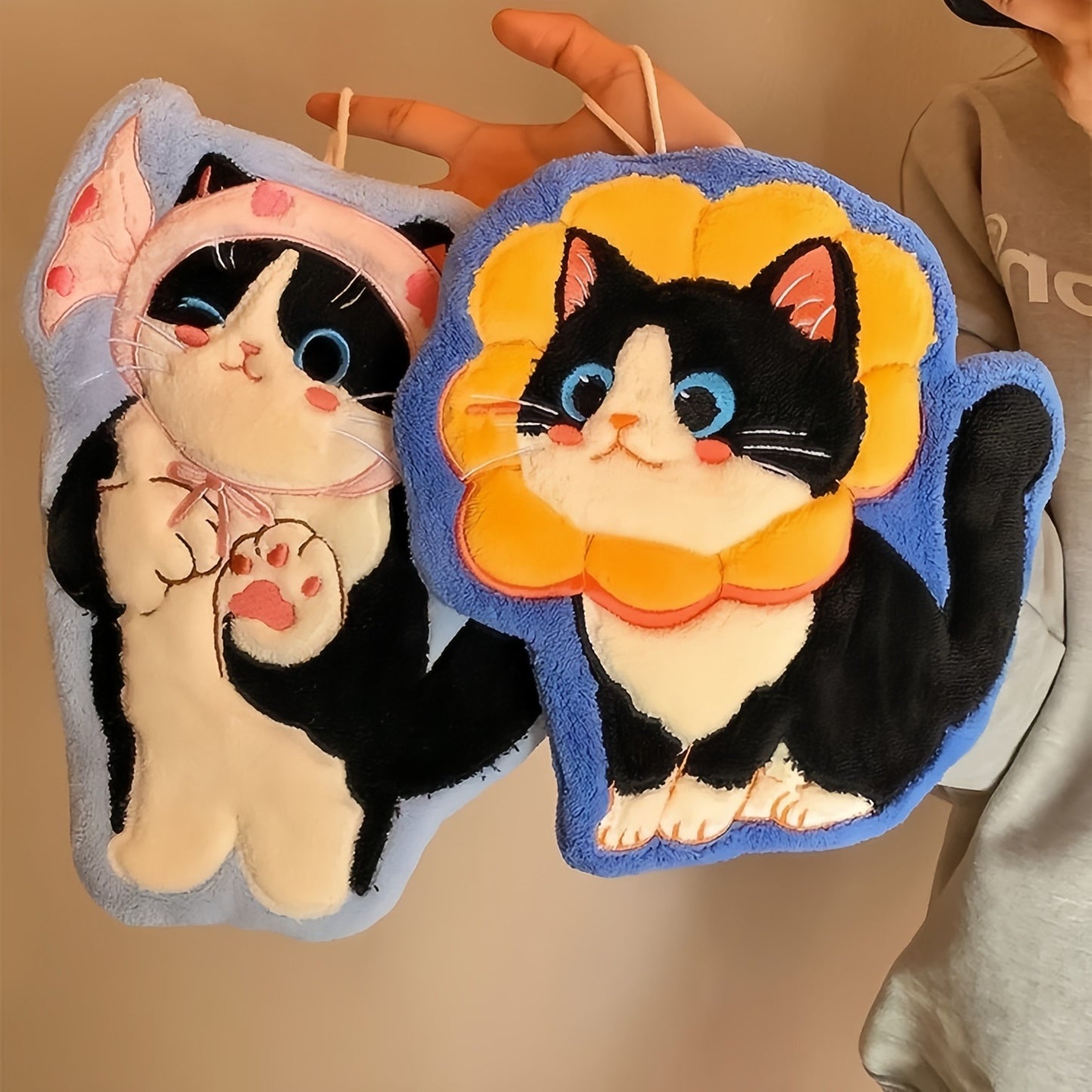Kitten Hanging Hand Towel, Cute Cat Kitchen & Bathroom Towel for Kids