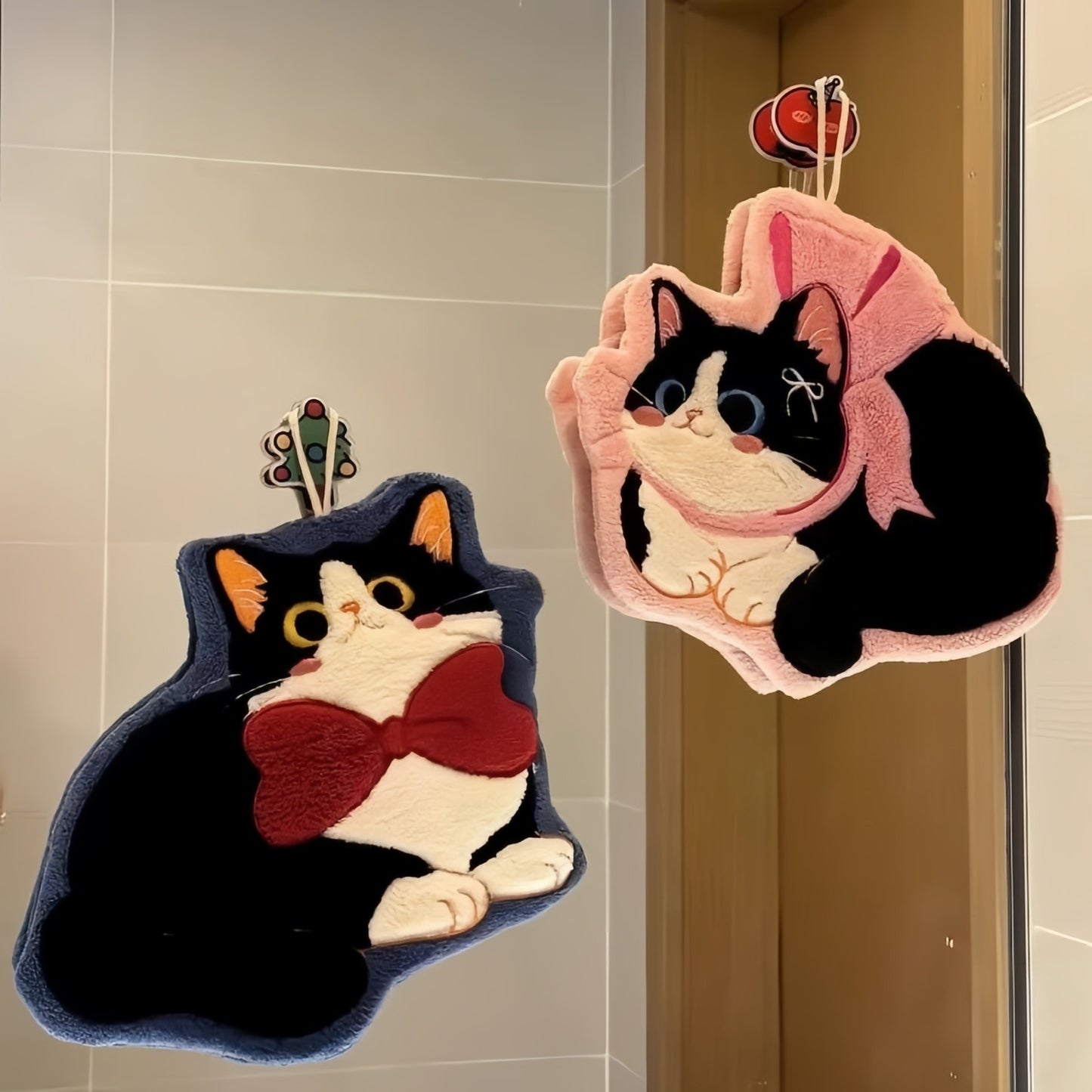 Kitten Hanging Hand Towel, Cute Cat Kitchen & Bathroom Towel for Kids