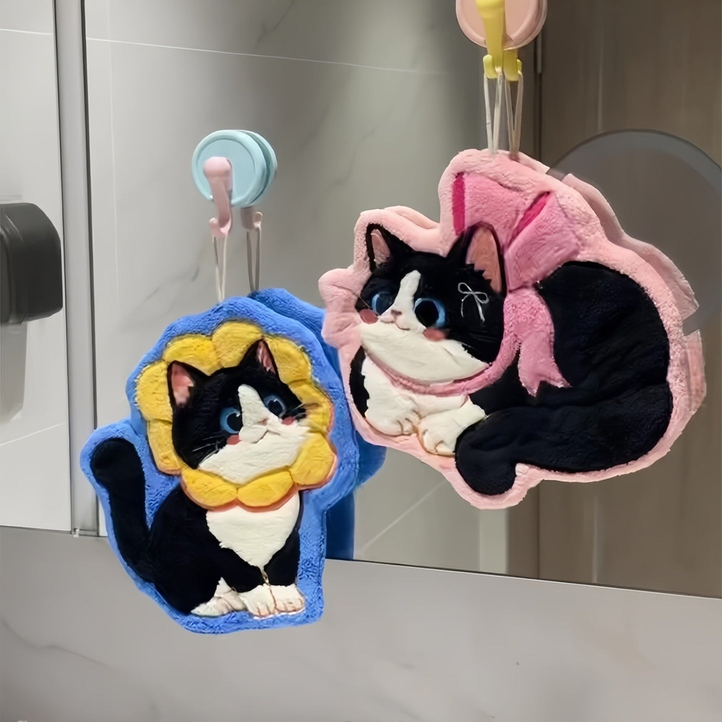 Kitten Hanging Hand Towel, Cute Cat Kitchen & Bathroom Towel for Kids