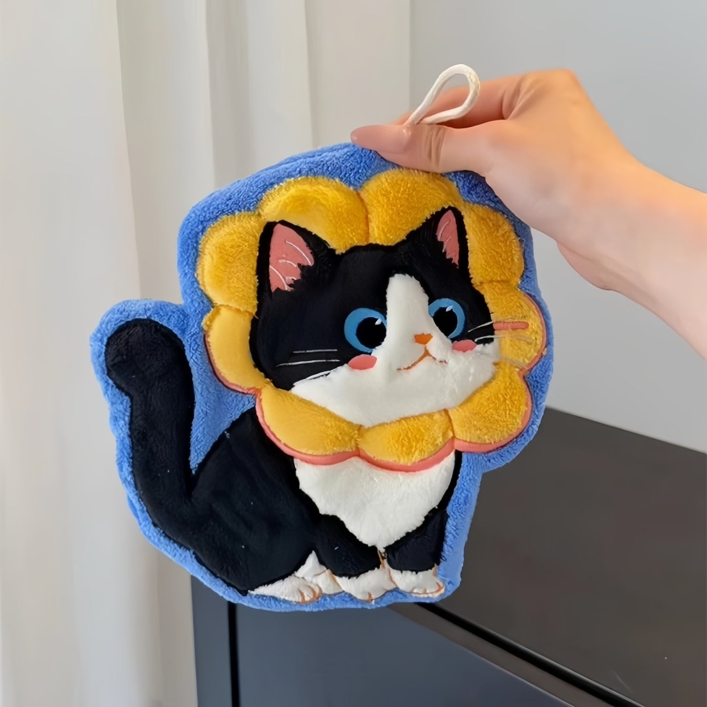 Kitten Hanging Hand Towel, Cute Cat Kitchen & Bathroom Towel for Kids