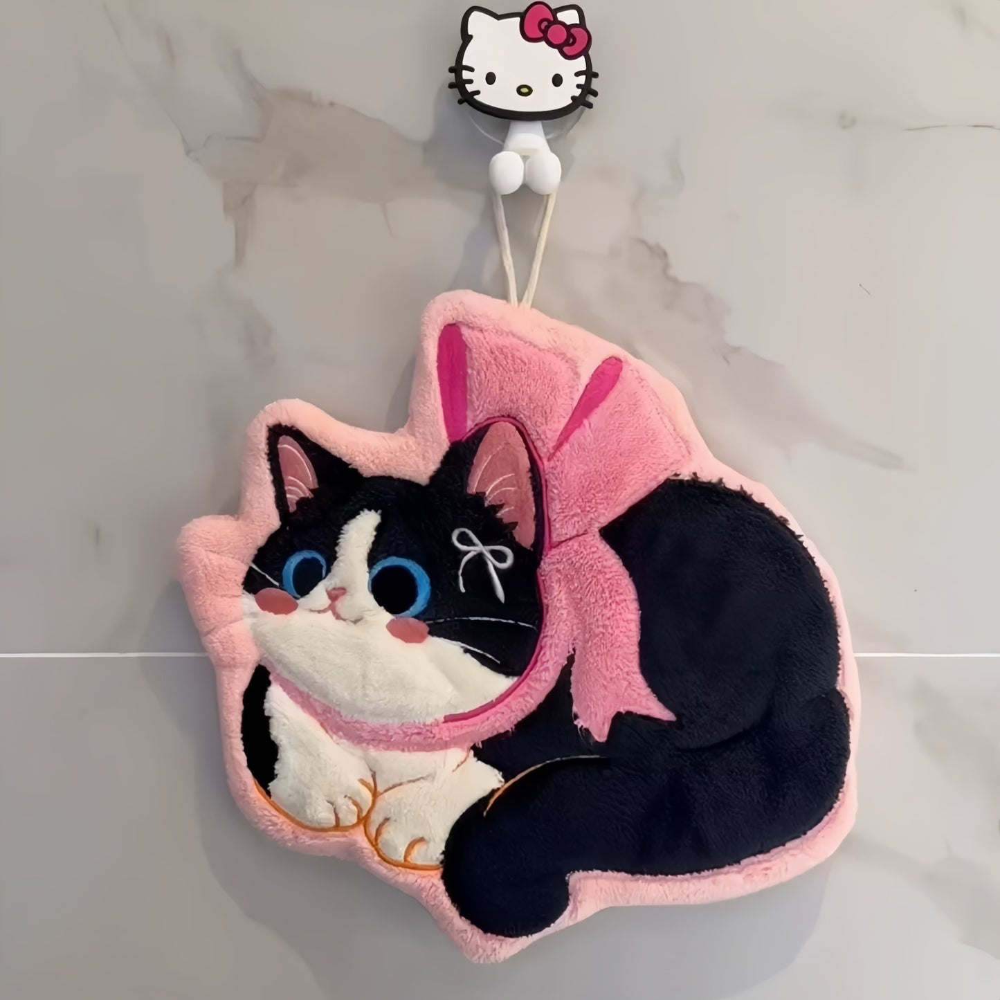 Kitten Hanging Hand Towel, Cute Cat Kitchen & Bathroom Towel for Kids