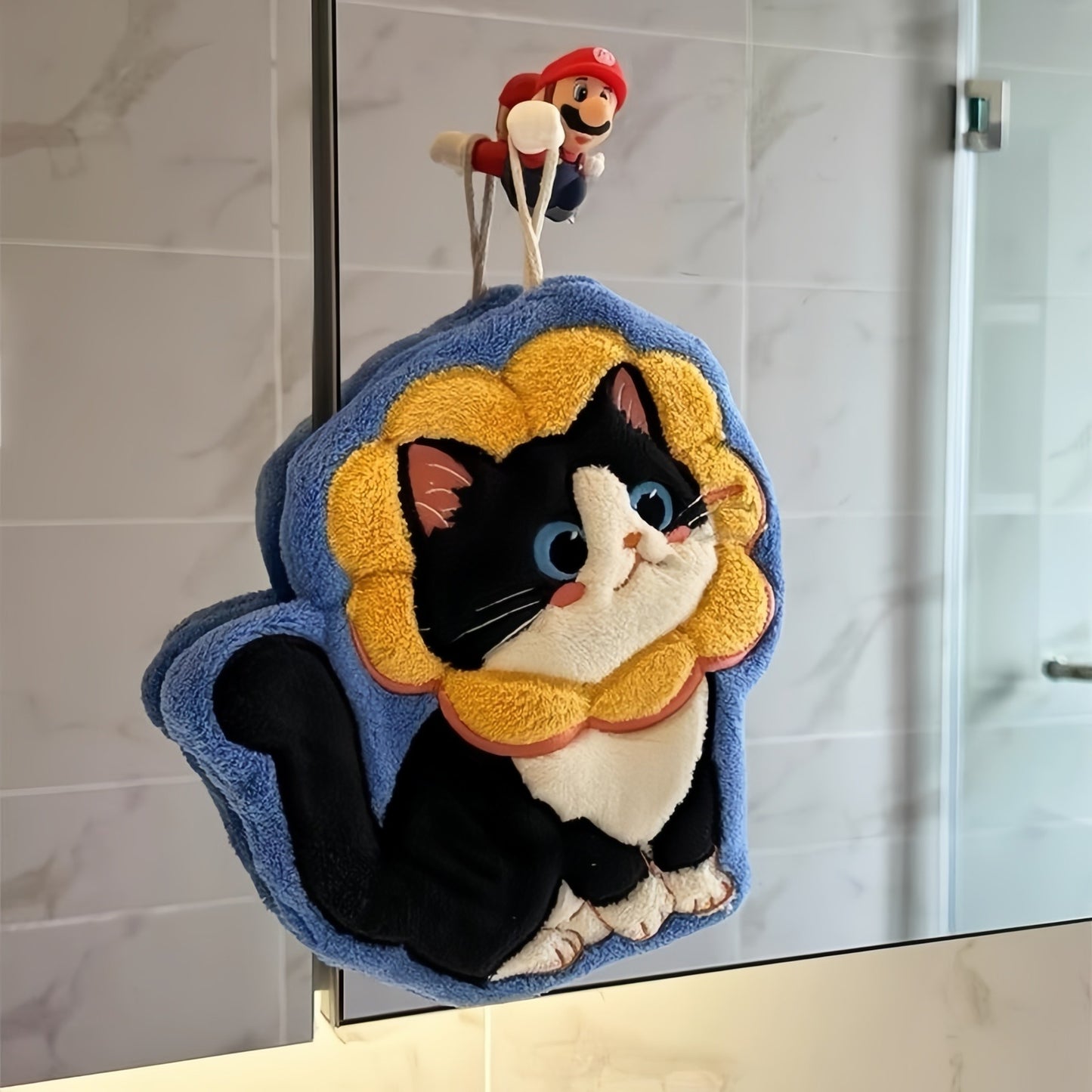 Kitten Hanging Hand Towel, Cute Cat Kitchen & Bathroom Towel for Kids