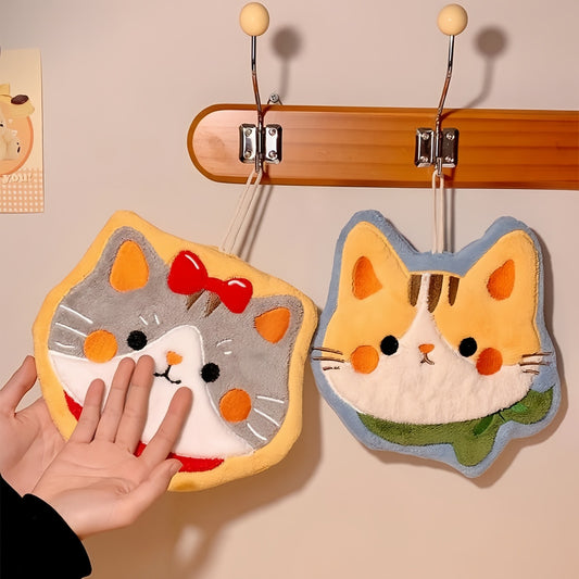 Cute Kitten Hanging Hand Towel, Cat Kitchen & Bathroom Decor Towel