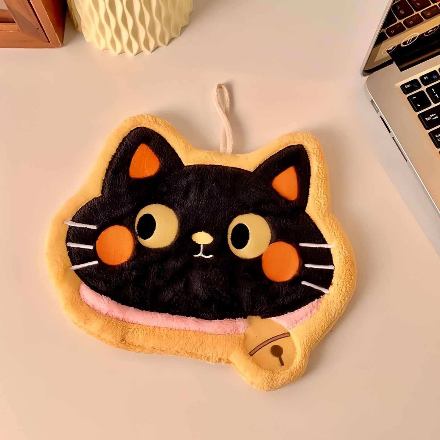 Cute Kitten Hanging Hand Towel, Cat Kitchen & Bathroom Decor Towel