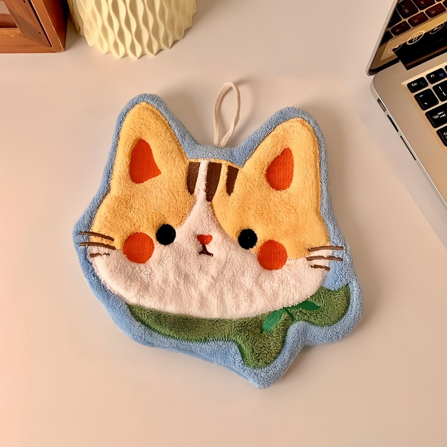 Cute Kitten Hanging Hand Towel, Cat Kitchen & Bathroom Decor Towel