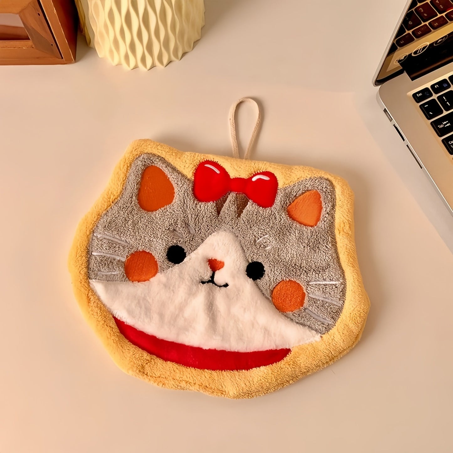 Cute Kitten Hanging Hand Towel, Cat Kitchen & Bathroom Decor Towel