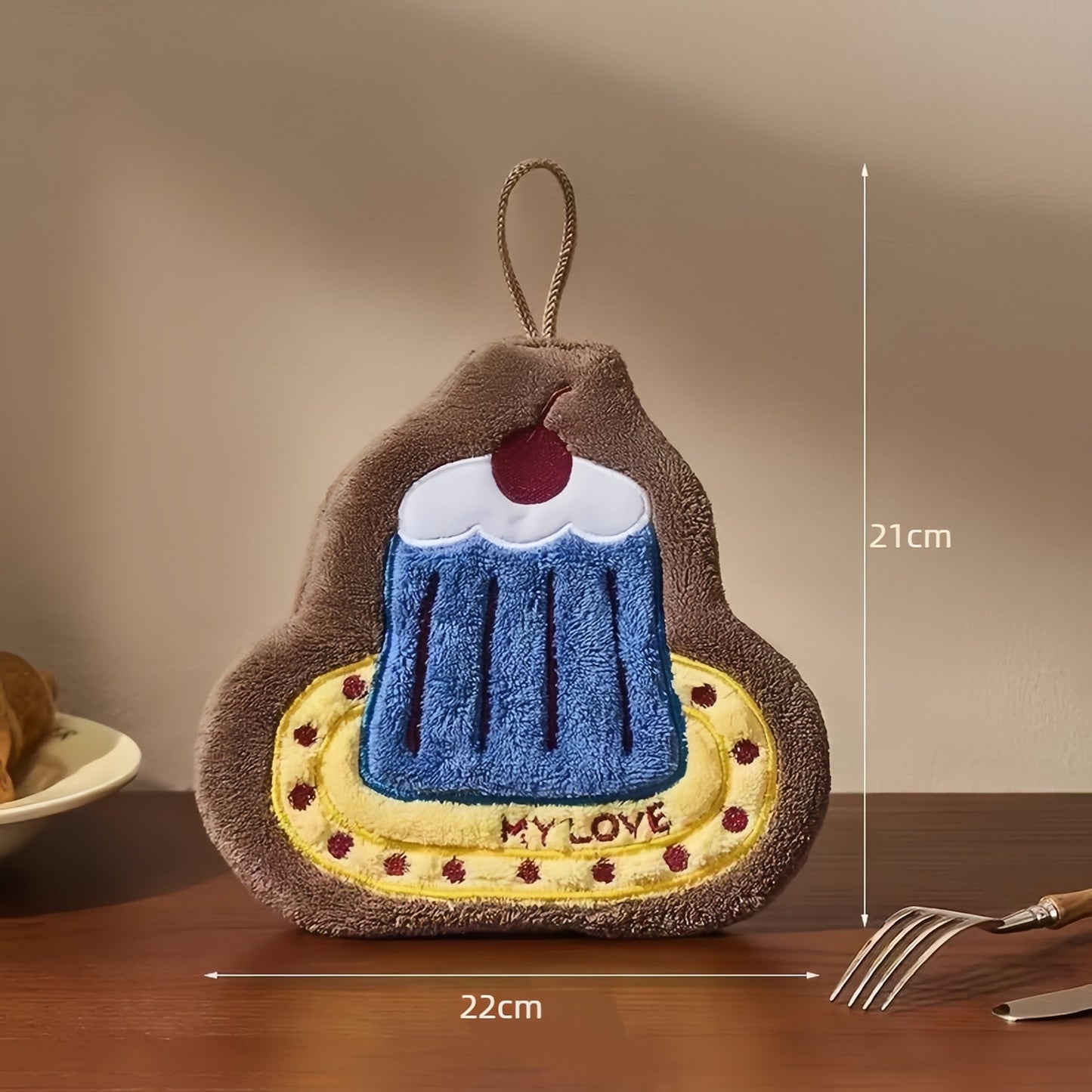 Cherry Birthday Cake Hand Towel, Sweet Decorative Towels for Bathroom & Kitchen