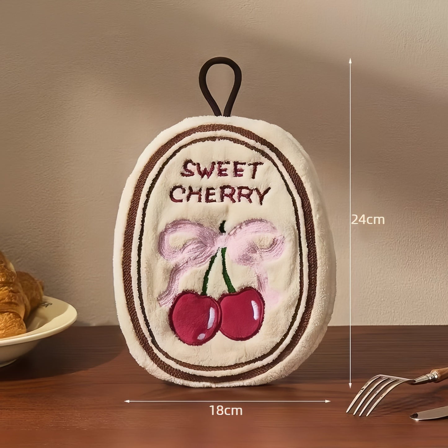 Cherry Birthday Cake Hand Towel, Sweet Decorative Towels for Bathroom & Kitchen