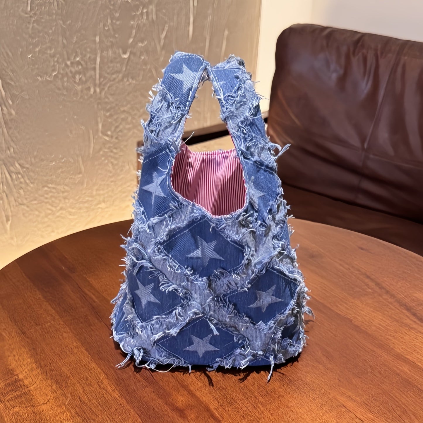 Casual Denim Handbag, Vintage Denim Star Hand Bag