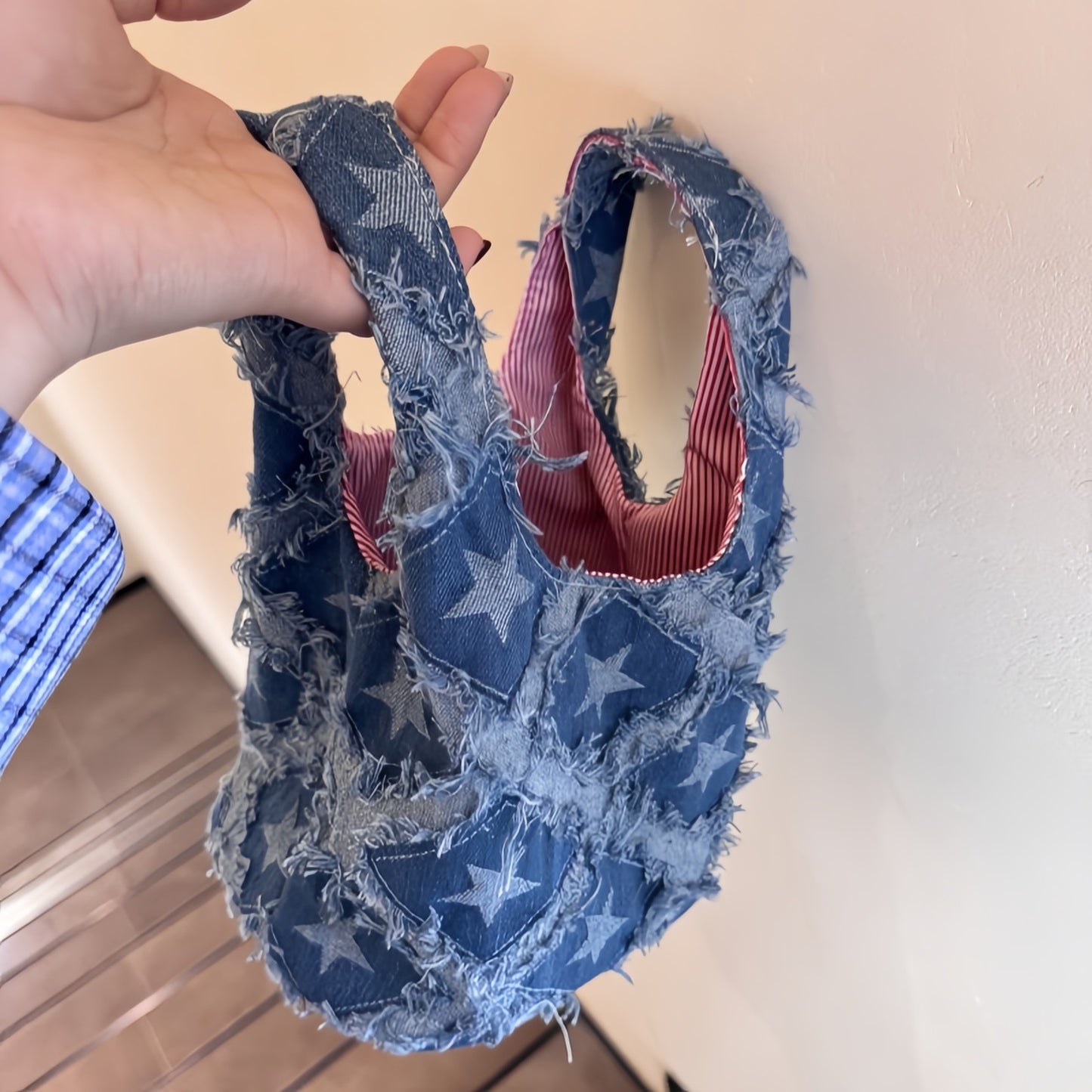 Casual Denim Handbag, Vintage Denim Star Hand Bag