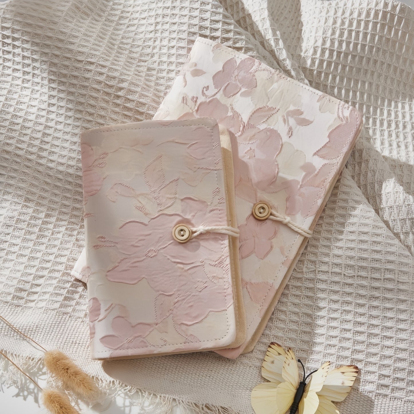 Floral & Butterfly Journal Binder, 6-Ring Refillable Aesthetic Notebook with 90 Pages