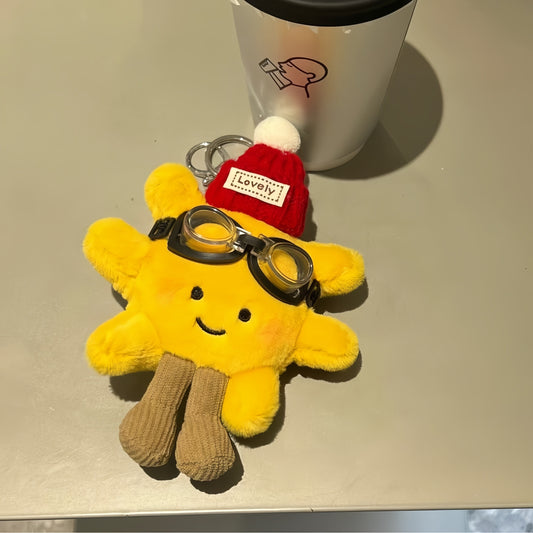 Sun Key Plush Pendant, Adorable Sunshine Charm for Bags, Keys & Cars