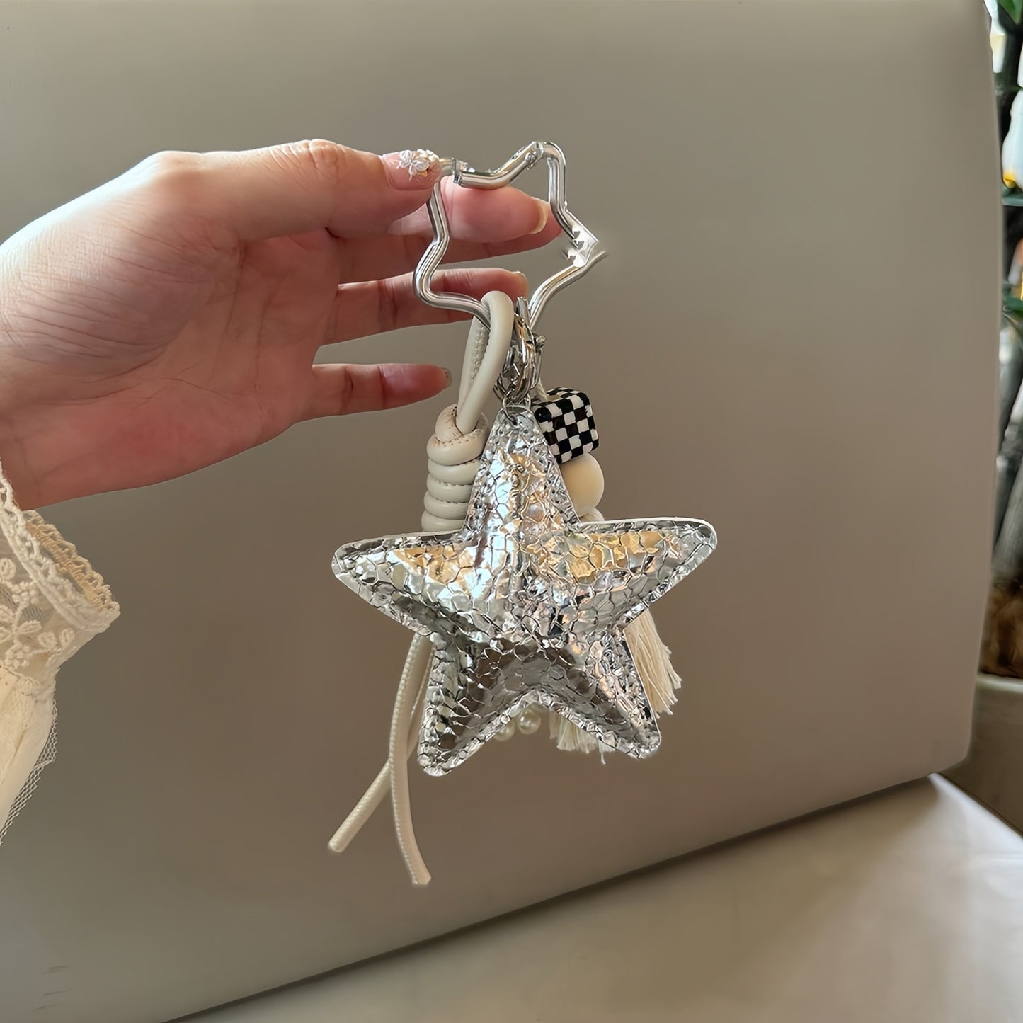 Leather Star Keychain, Cute Minimalist Charm for Bags & Keys