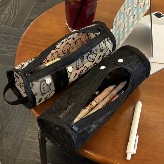 Kitty Makeup Bucket Bag, Cute Cosmetic Organizer Travel Vanity Bag