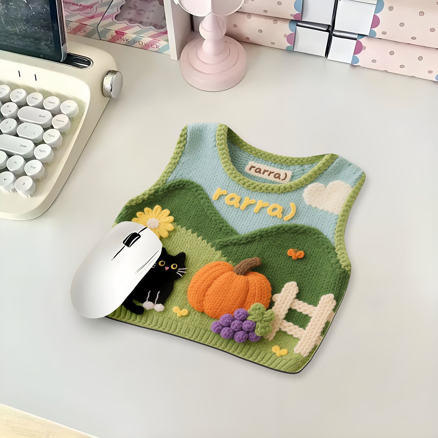 Printed Sweater Cute Mouse Pad, Adorable Desk Accessory for Cozy Work & Study