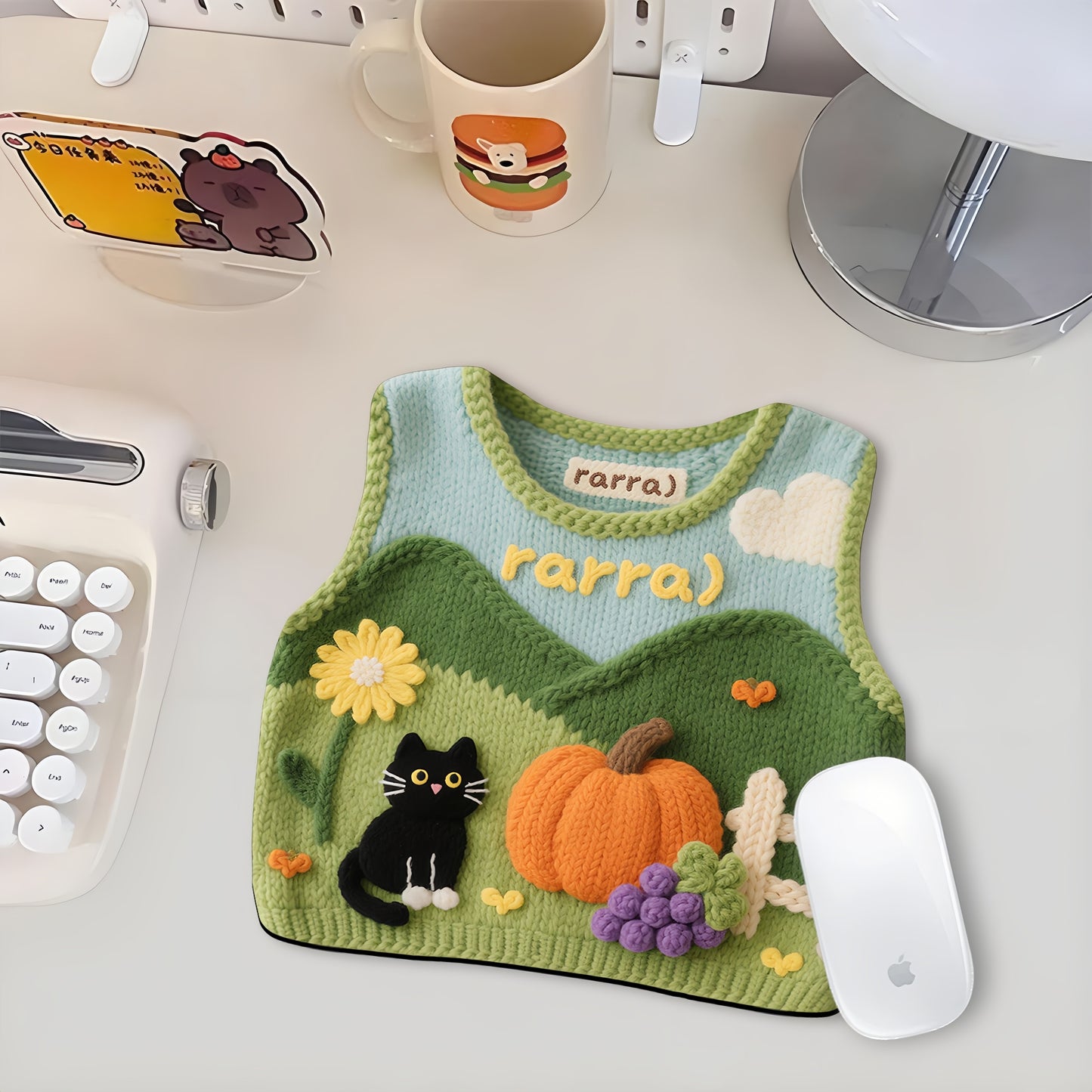 Printed Sweater Cute Mouse Pad, Adorable Desk Accessory for Cozy Work & Study