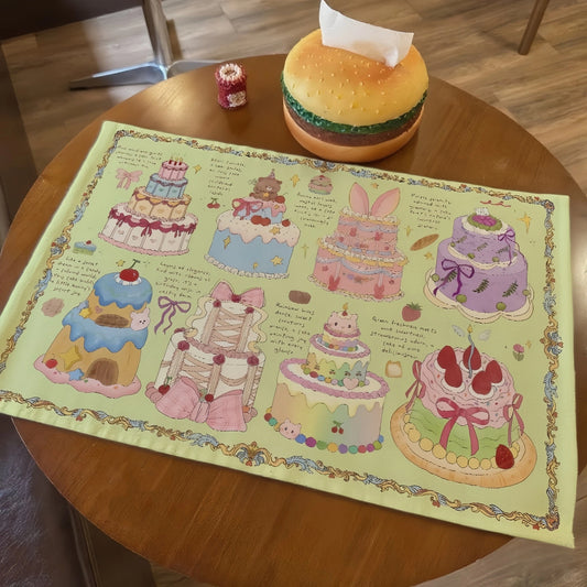 Floral Cake Cotton Linen Table Mat, Sweet & Chic Decorative Placemats for Dining Table