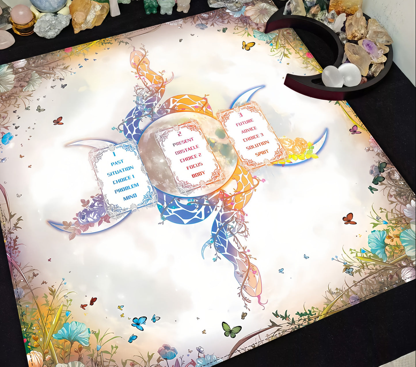 Butterfly Mystical Tarot Velvet Table Mat, Celestial Boho Placemats Décor for Magial Spaces