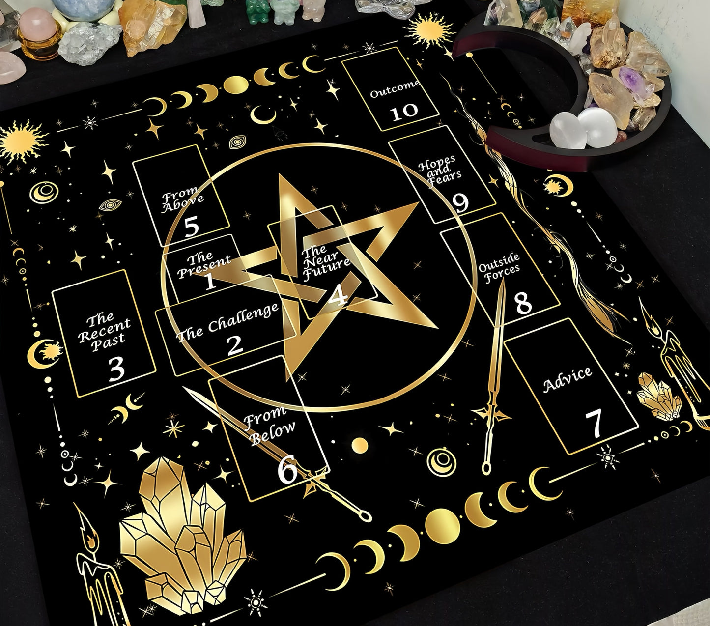 Butterfly Mystical Tarot Velvet Table Mat, Celestial Boho Placemats Décor for Magial Spaces