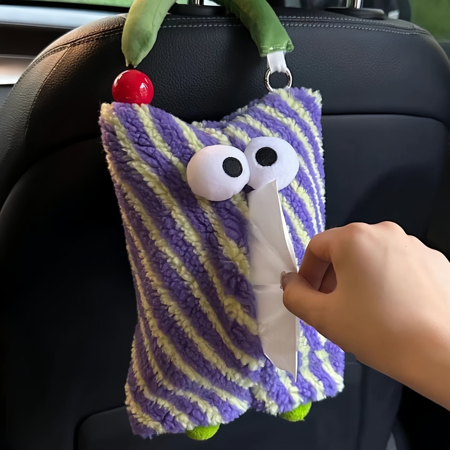 Funny Striped Tissue Bag, Cute Retro Fabric Tissue Holder for Home, Car, or Office