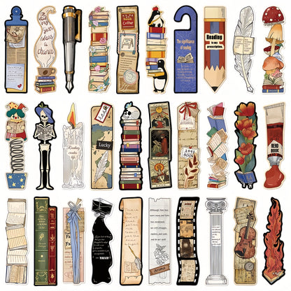 Vintage Reading Bookmarks, Aesthetic Retro 30 Bookmarks for Book Lovers