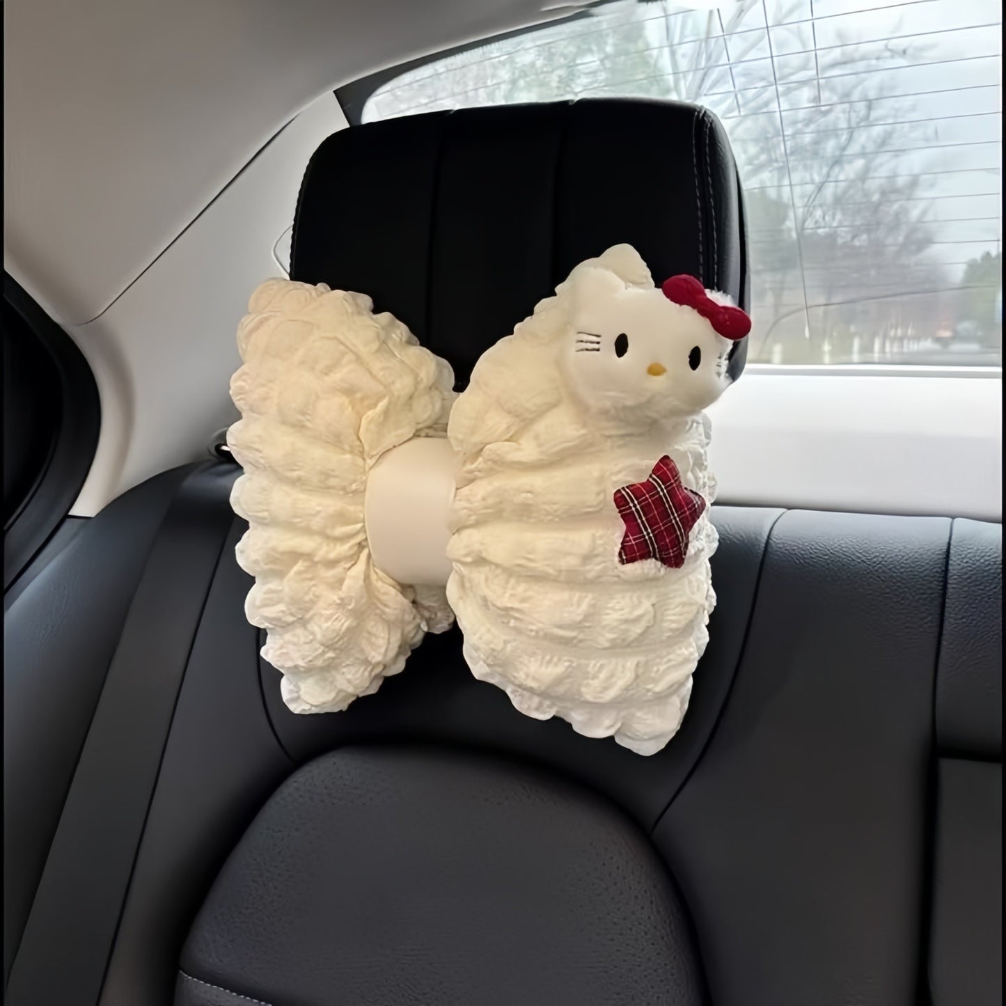 Cute Kitty Car Neck & Lumbar Support Pillow Set, Adorable Comfort Kitty Car Decor