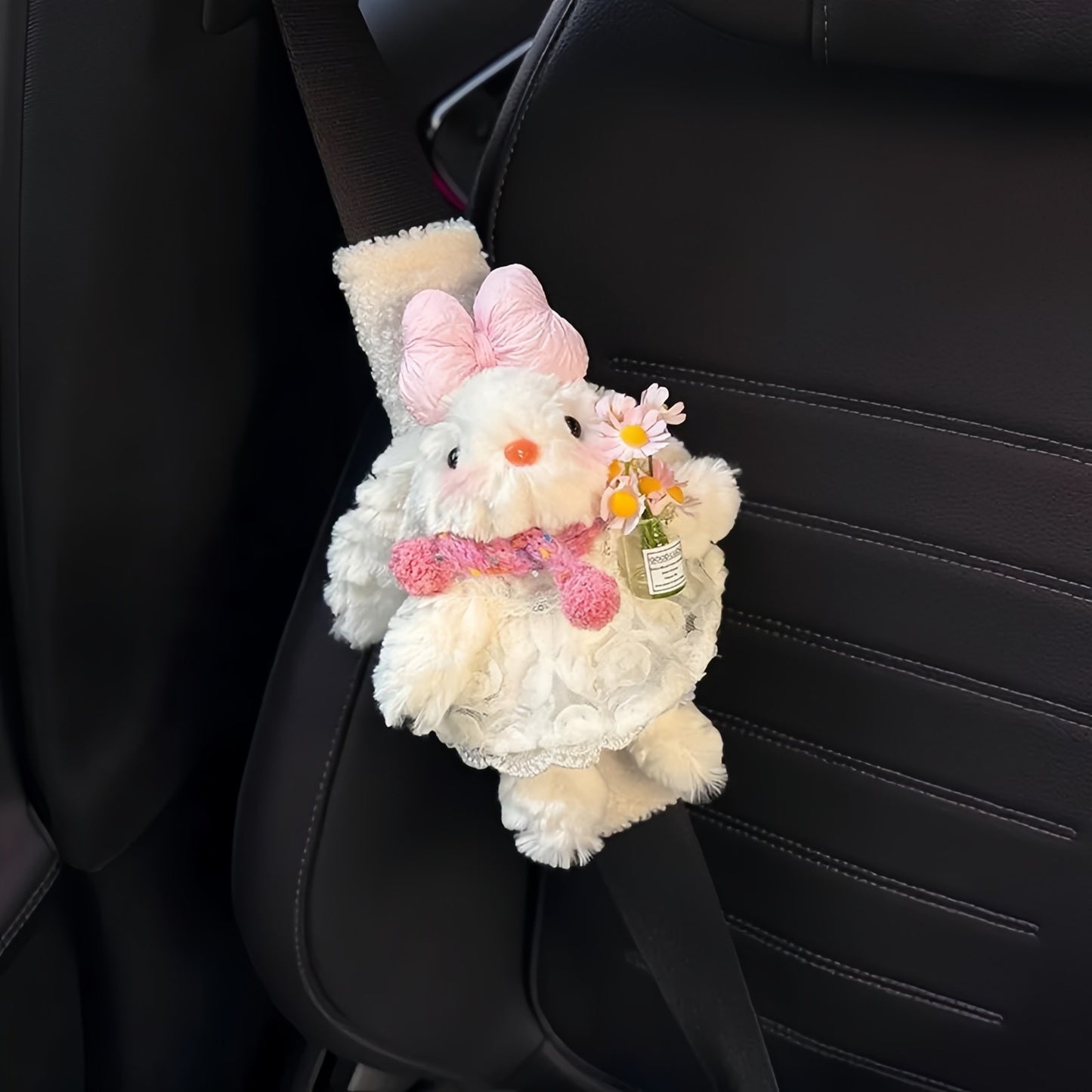 Cute Bunny Car Seatbelt Cover, Soft Plush Shoulder Pad Cozy & Adorable Car Decor