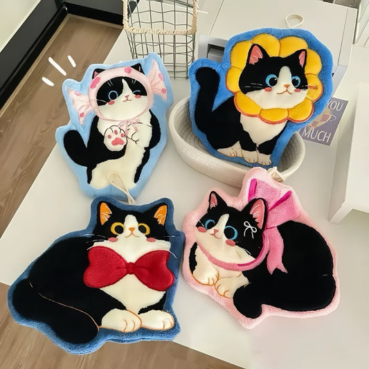 Kitten Hanging Hand Towel, Cute Cat Kitchen & Bathroom Towel for Kids