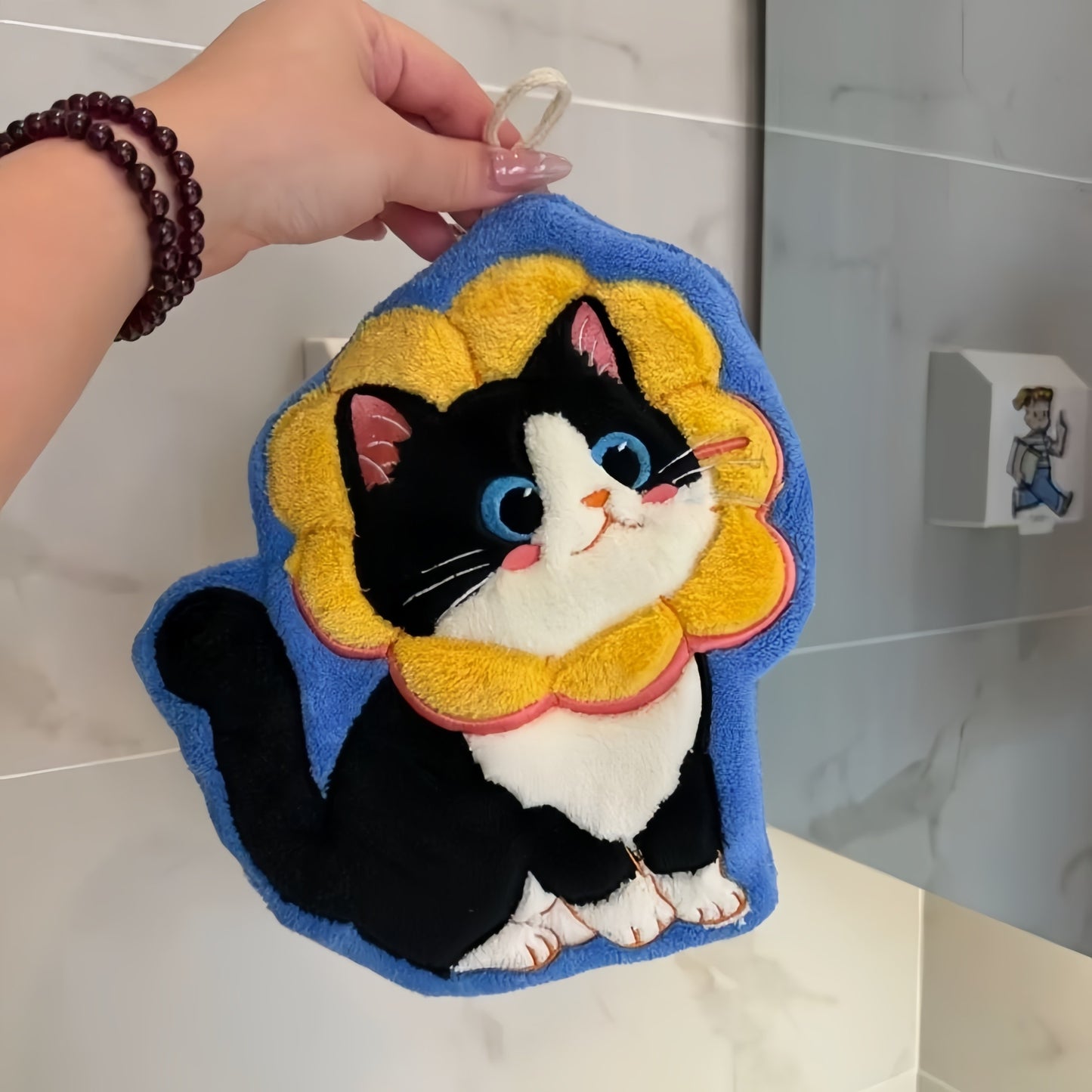 Kitten Hanging Hand Towel, Cute Cat Kitchen & Bathroom Towel for Kids