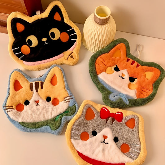 Cute Kitten Hanging Hand Towel, Cat Kitchen & Bathroom Decor Towel