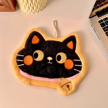 Cute Kitten Hanging Hand Towel, Cat Kitchen & Bathroom Decor Towel