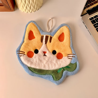 Cute Kitten Hanging Hand Towel, Cat Kitchen & Bathroom Decor Towel