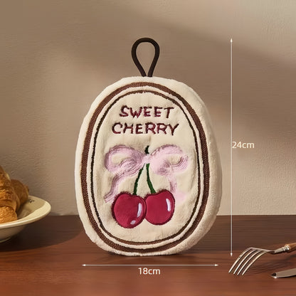 Cherry Birthday Cake Hand Towel, Sweet Decorative Towels for Bathroom & Kitchen
