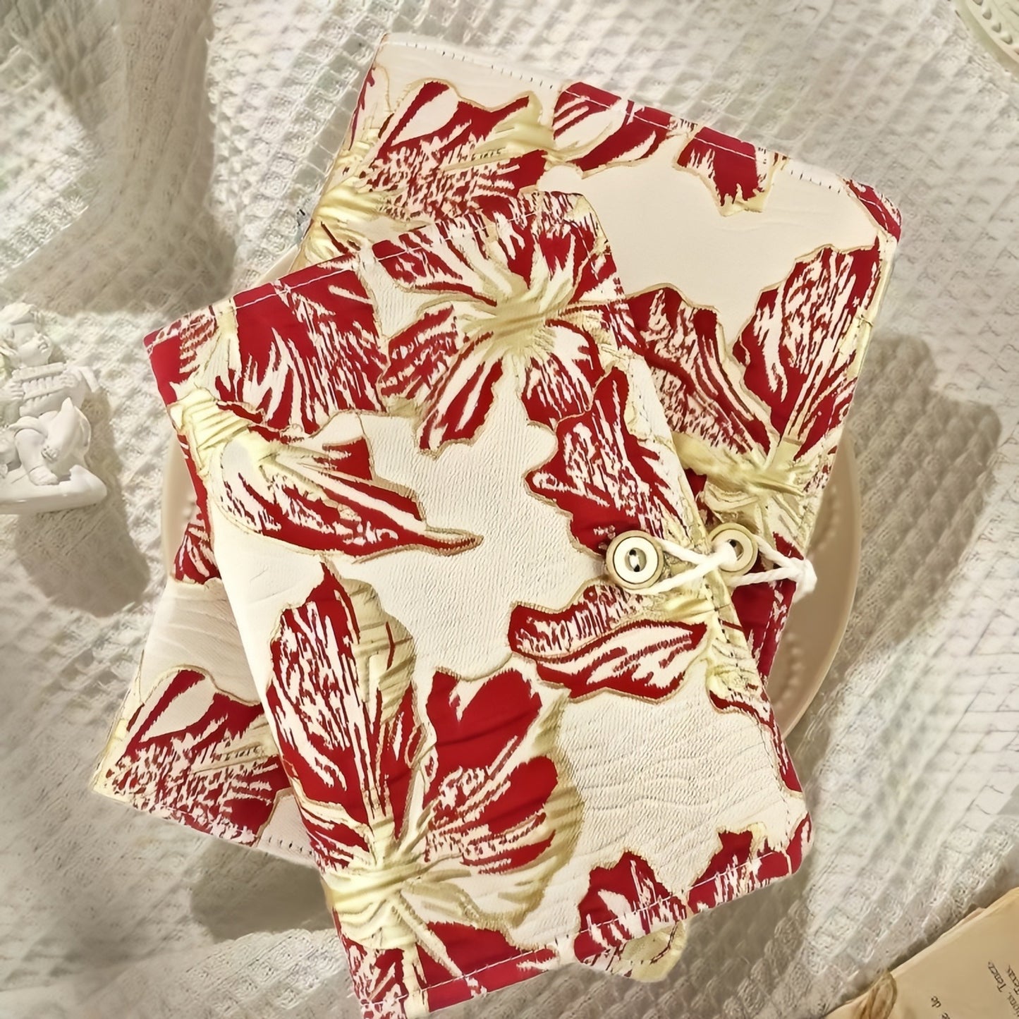 Floral Cloth 90 Pages Journal Binder, Vintage Aesthetic 6-Ring Notebook