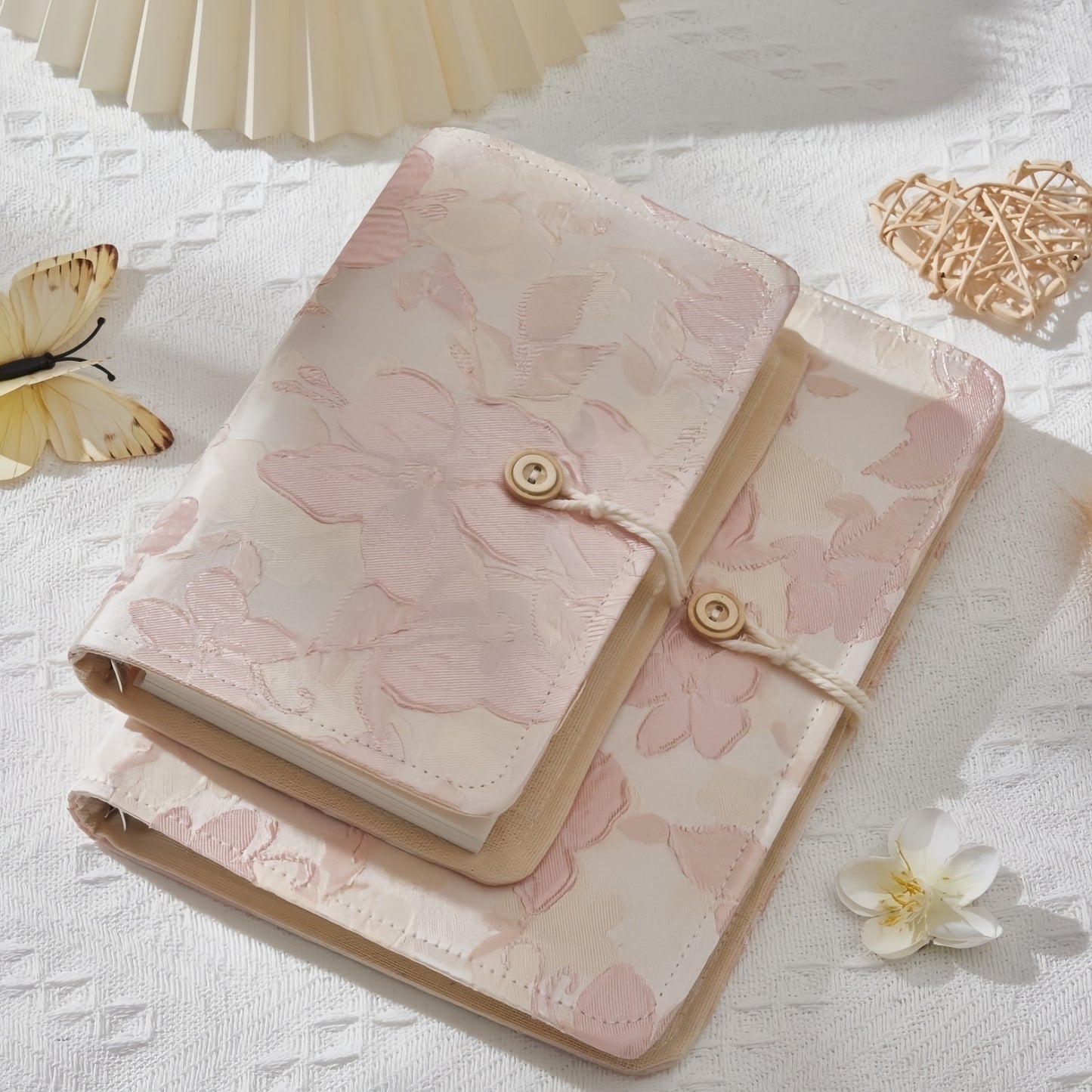 Floral & Butterfly Journal Binder, 6-Ring Refillable Aesthetic Notebook with 90 Pages