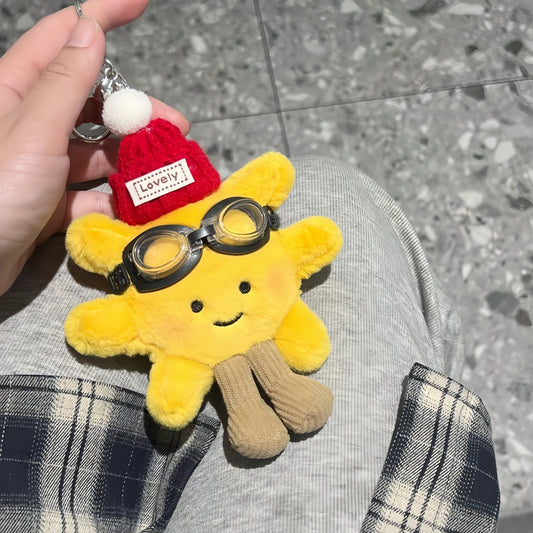 Sun Key Plush Pendant, Adorable Sunshine Charm for Bags, Keys & Cars