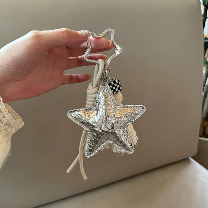 Leather Star Keychain, Cute Minimalist Charm for Bags & Keys