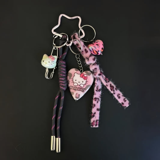 Pink Leopard Keychain – Cute Furry Charm for Bags & Keys