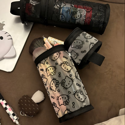 Kitty Makeup Bucket Bag, Cute Cosmetic Organizer Travel Vanity Bag